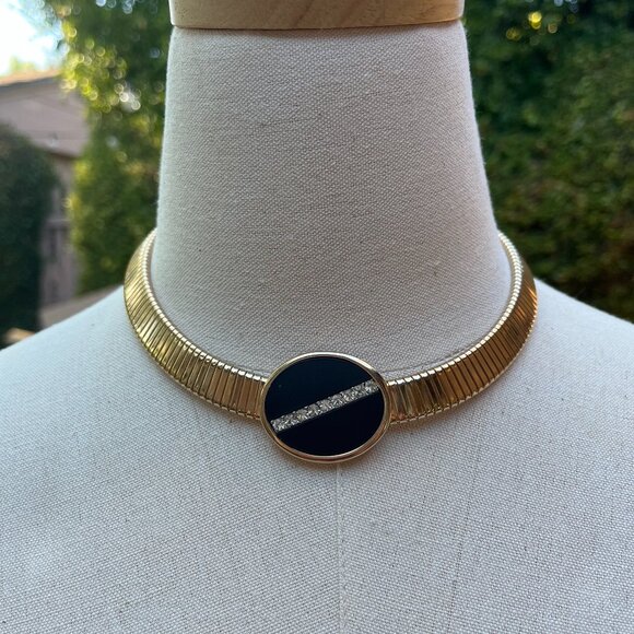 Park Lane Jewelry - Vintage Park Lane Gold Tone/Black Stone Choker